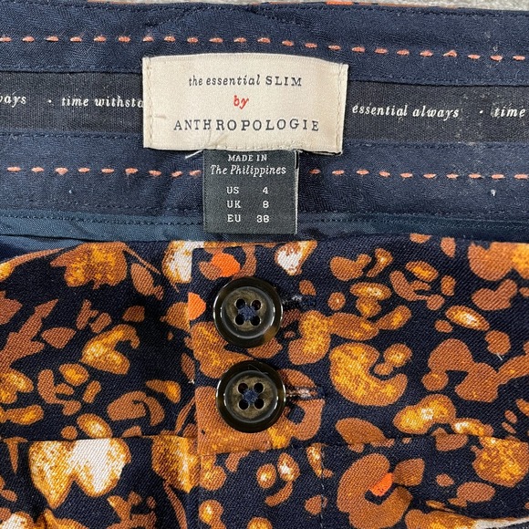 Anthropologie Pants‎ The Essential Womens 4 Orange Slim Straight Floral Preppy - Picture 2 of 11